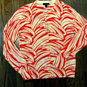 J. Crew cardigan decorated in red, white and gold trim, size S, never worn